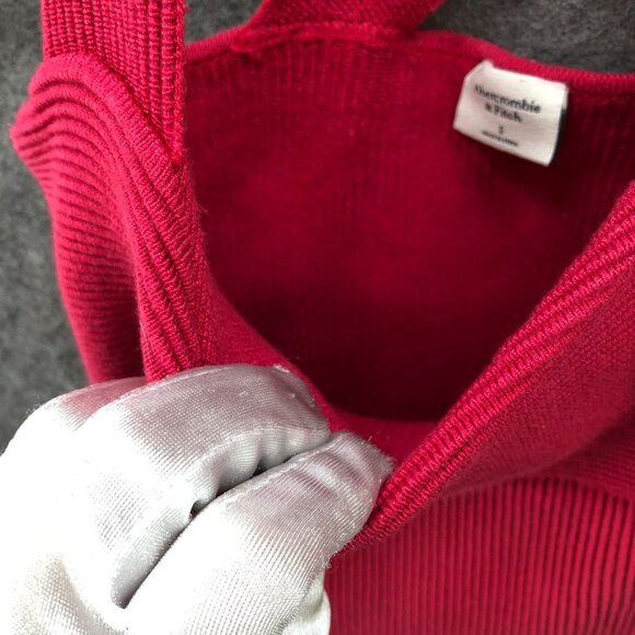 Abercrombie & Fitch Cropped Knit Cami Top Womens S Pink Ribbed Tank Cross Back - Picture 6 of 10